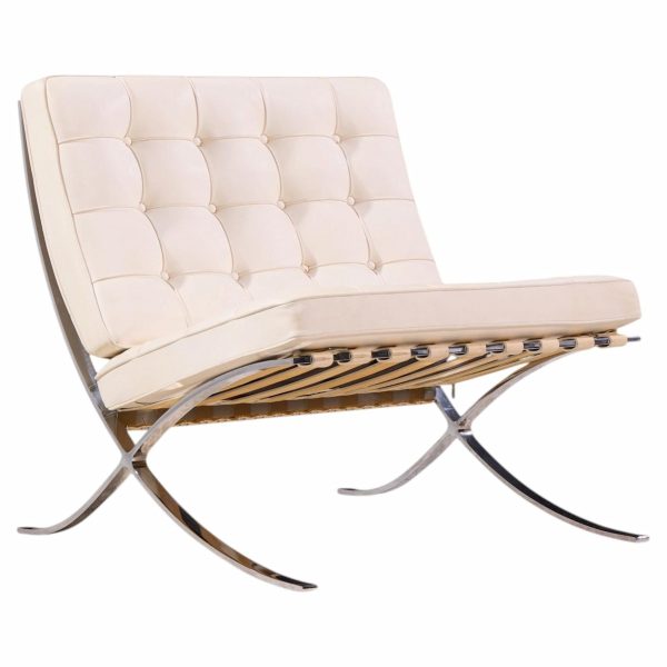mies van der rohe for knoll mid century barcelona white leather lounge chair