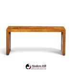 milo baughman style mid century burlwood console table