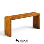 milo baughman style mid century burlwood console table