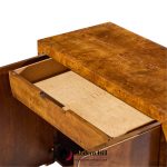 milo baughman style mid century burlwood and brass credenza with hutch