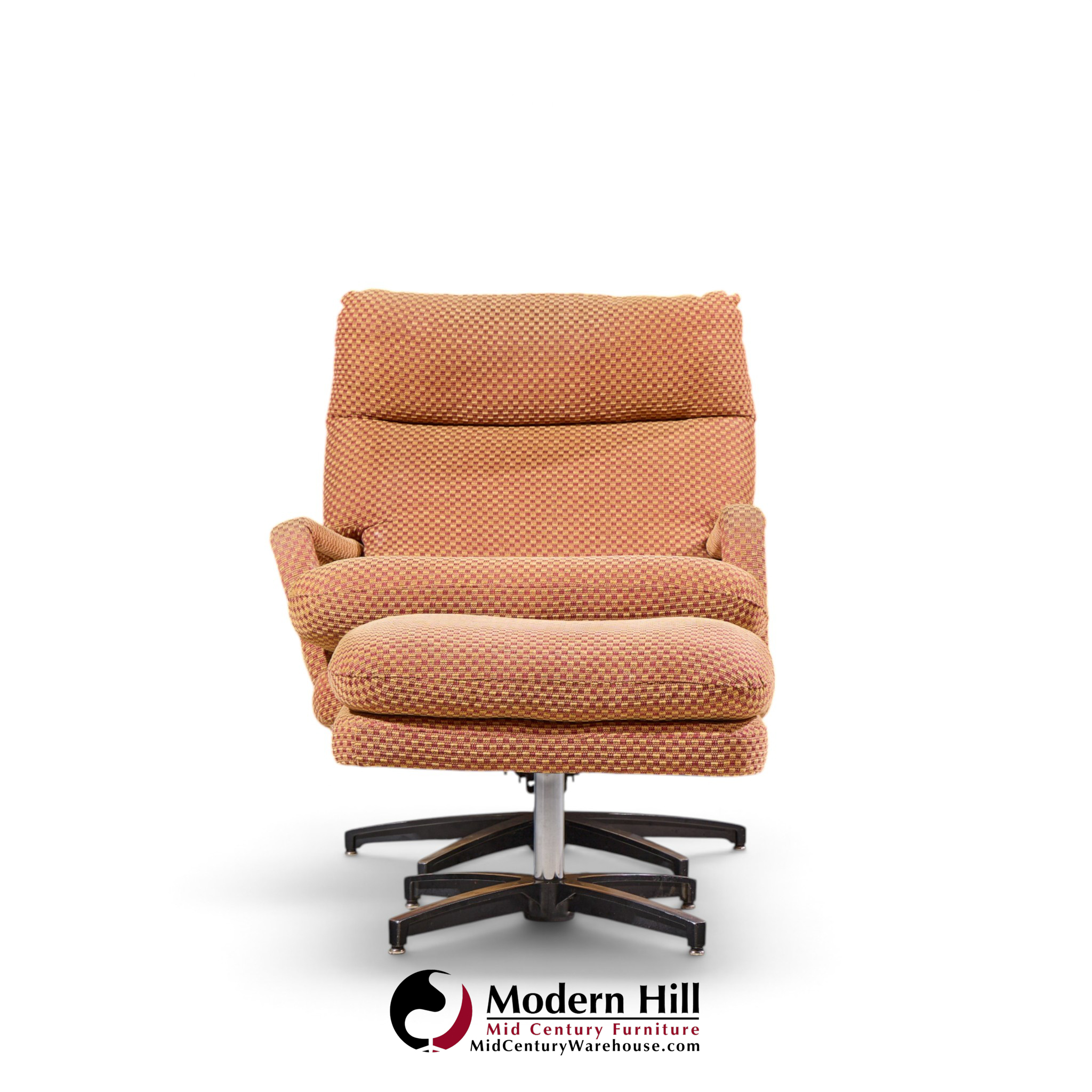milo baughman for directional mid century swivel lounge chair with ottoman