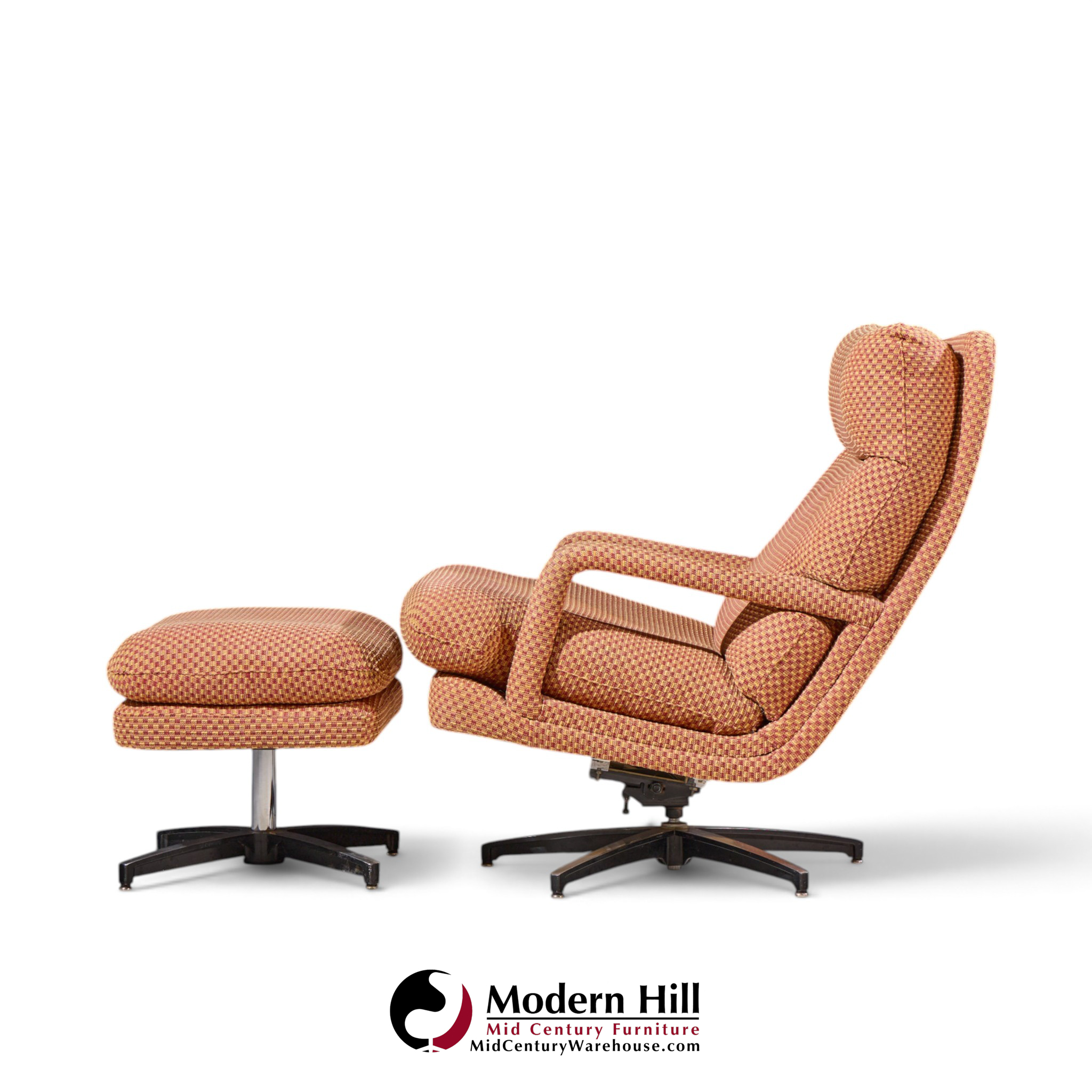 milo baughman for directional mid century swivel lounge chair with ottoman