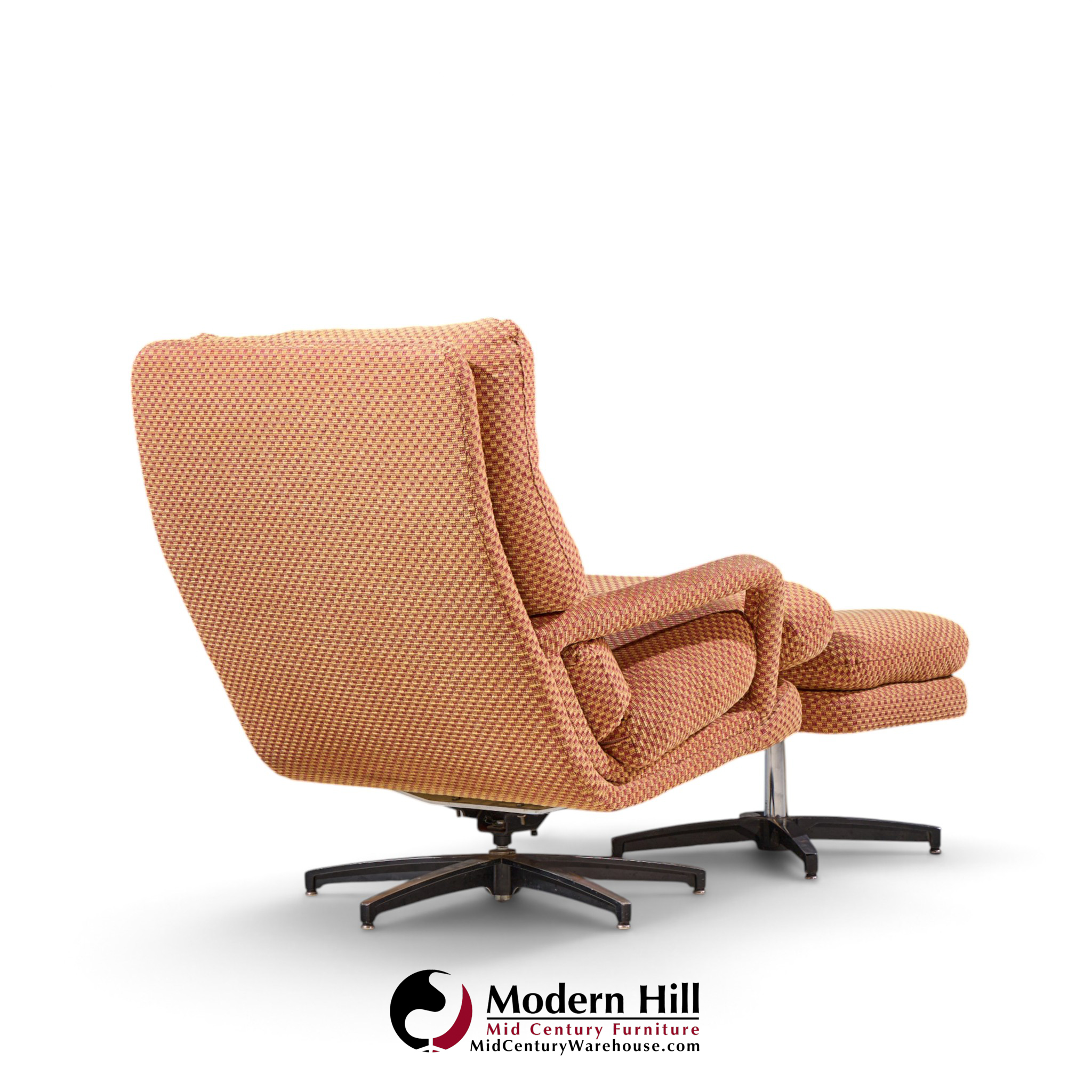 milo baughman for directional mid century swivel lounge chair with ottoman