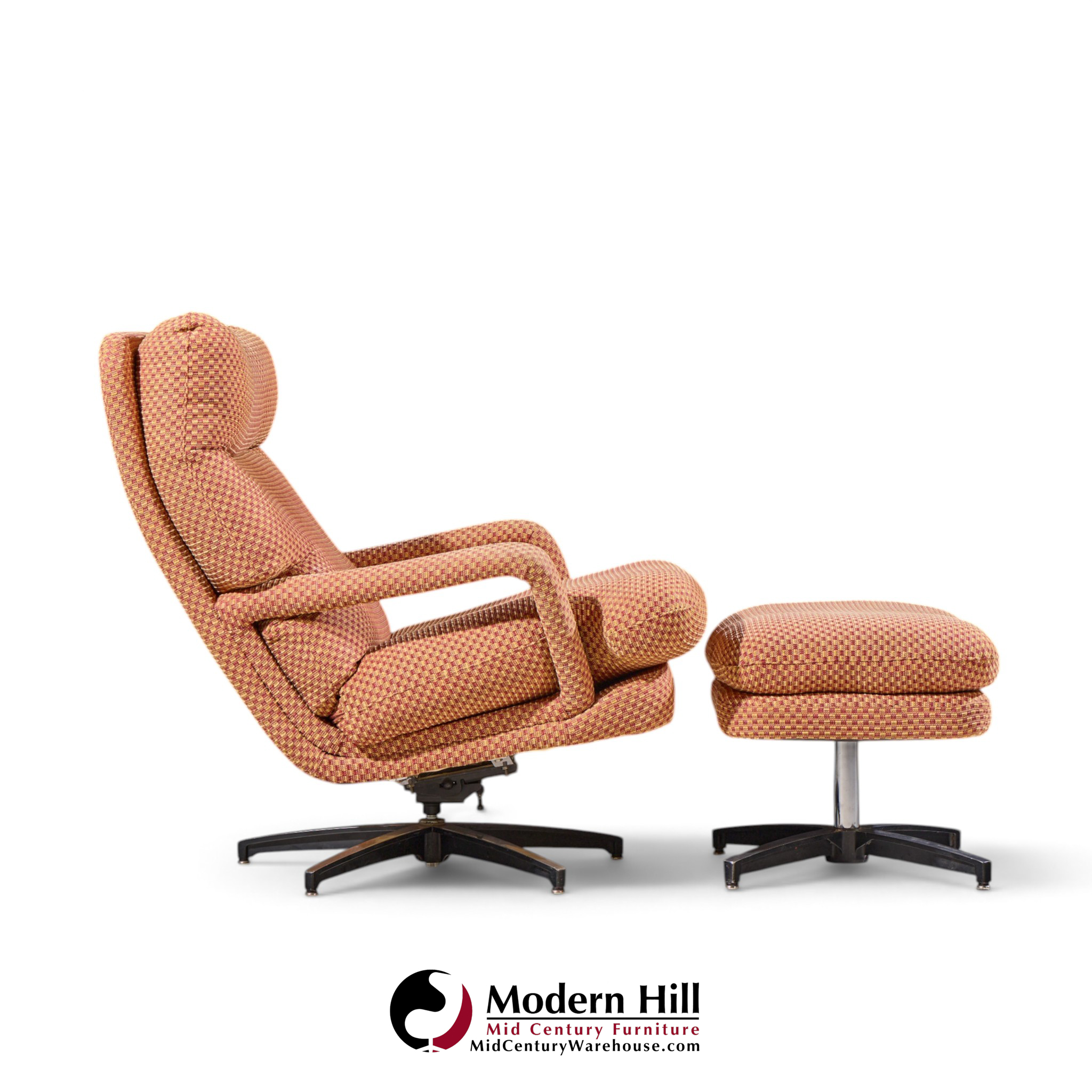 milo baughman for directional mid century swivel lounge chair with ottoman