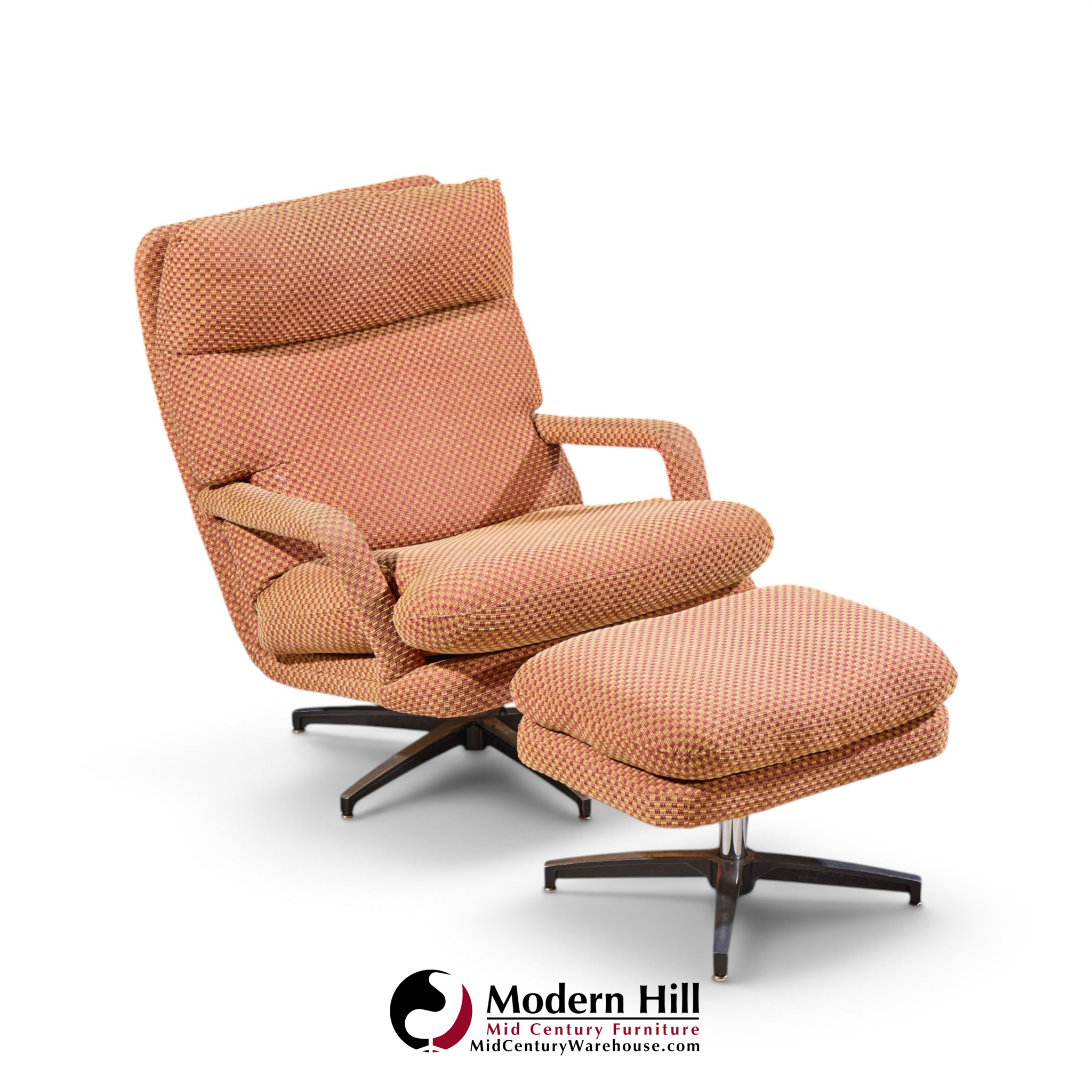 milo baughman for directional mid century swivel lounge chair with ottoman
