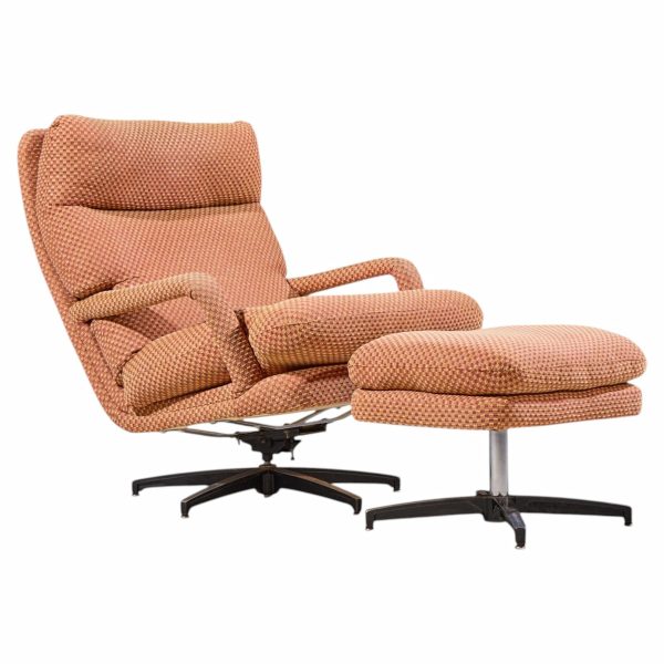 milo baughman for directional mid century swivel lounge chair with ottoman