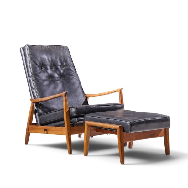 milo baughman for james inc. mid century reclining lounge chair with ottoman