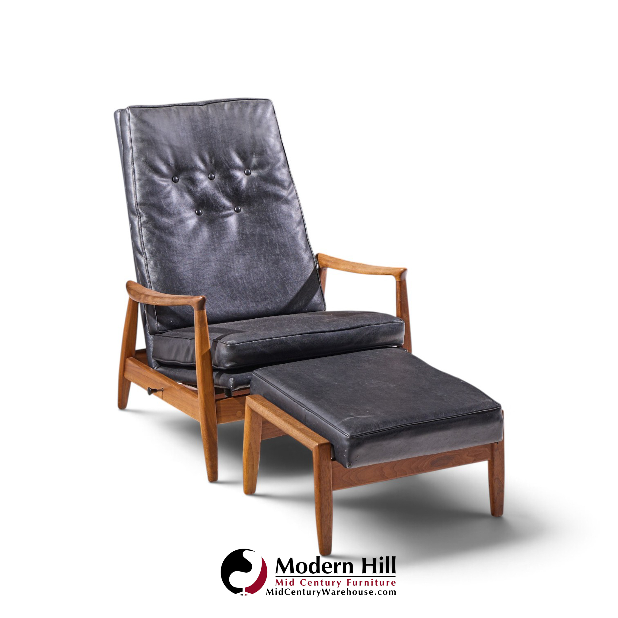 milo baughman for james inc. mid century reclining lounge chair with ottoman