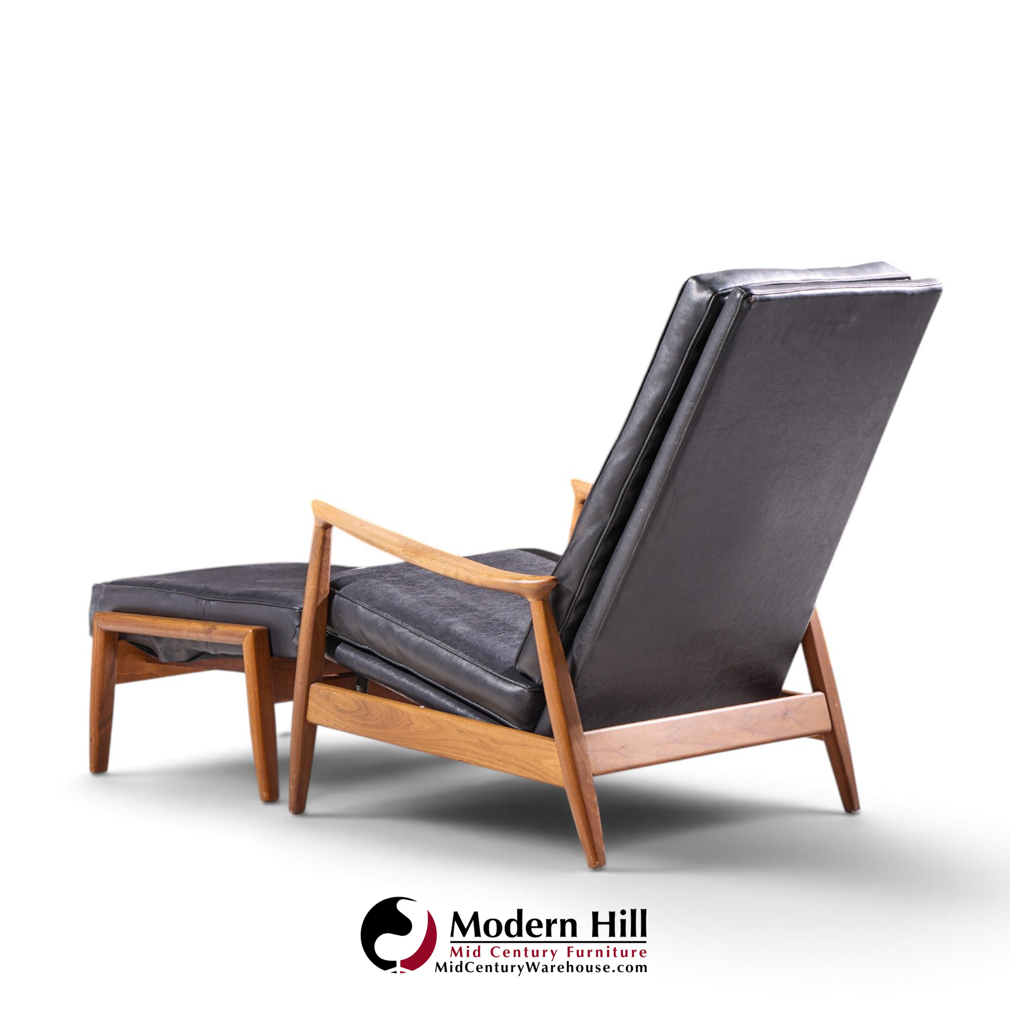 milo baughman for james inc. mid century reclining lounge chair with ottoman