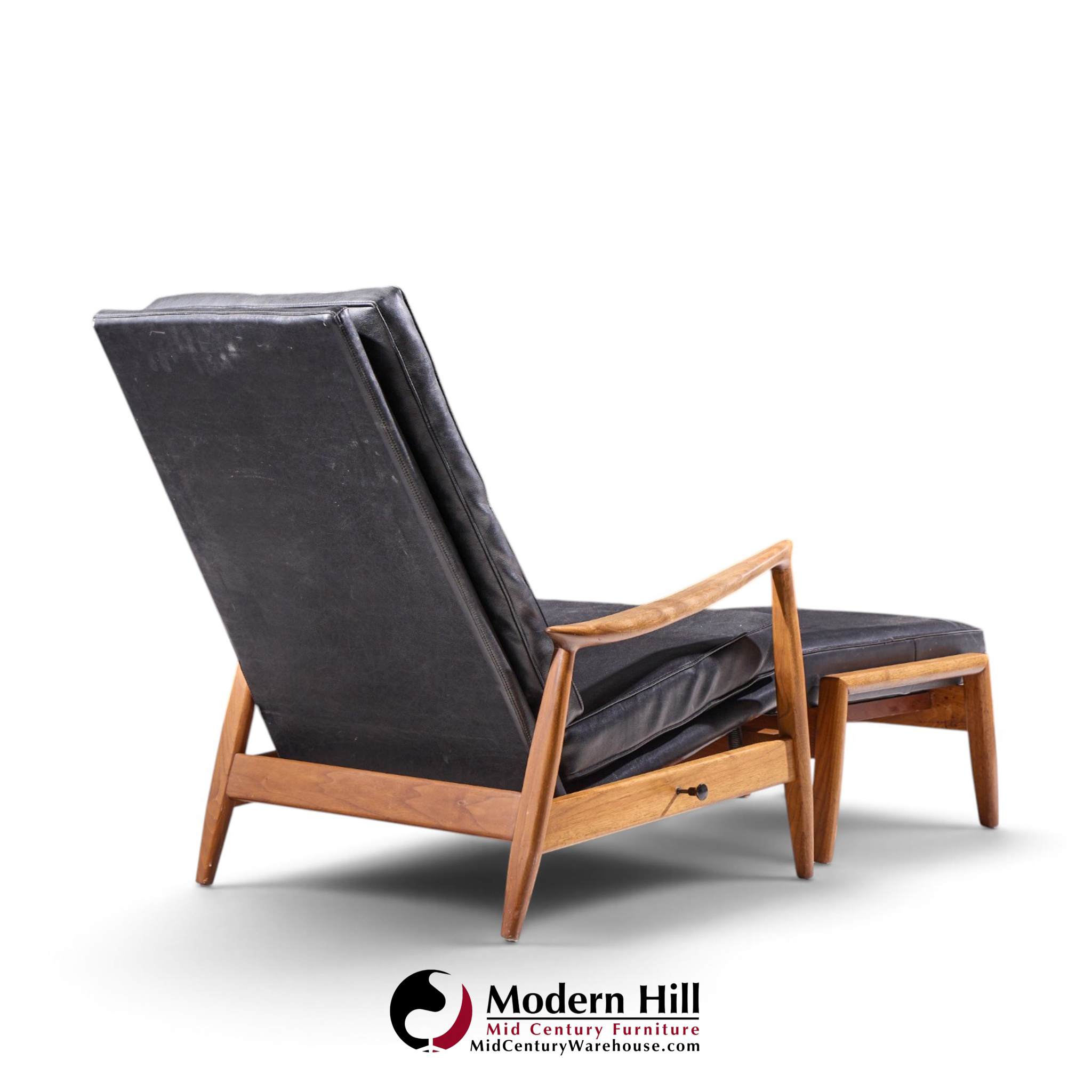 milo baughman for james inc. mid century reclining lounge chair with ottoman