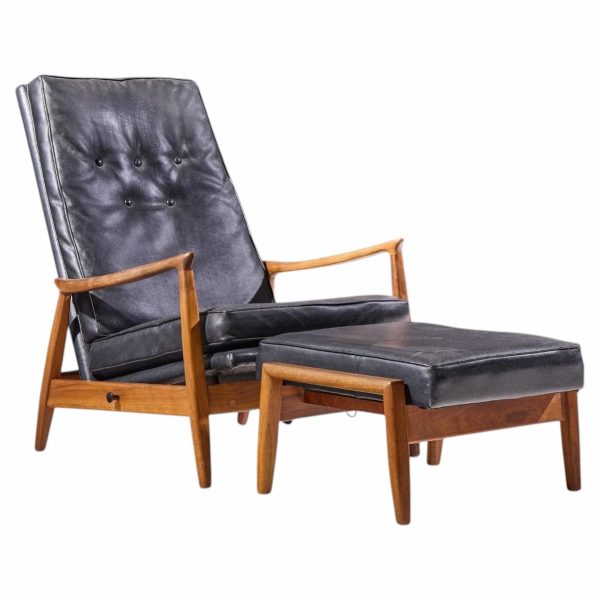 milo baughman for james inc. mid century reclining lounge chair with ottoman