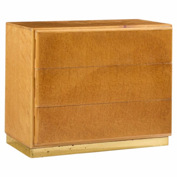 milo baughman for thayer coggin mid century birdseye maple and brass chest of drawers dresser