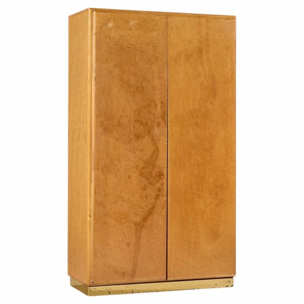 milo baughman for thayer coggin mid century birdseye maple and brass armoire dresser