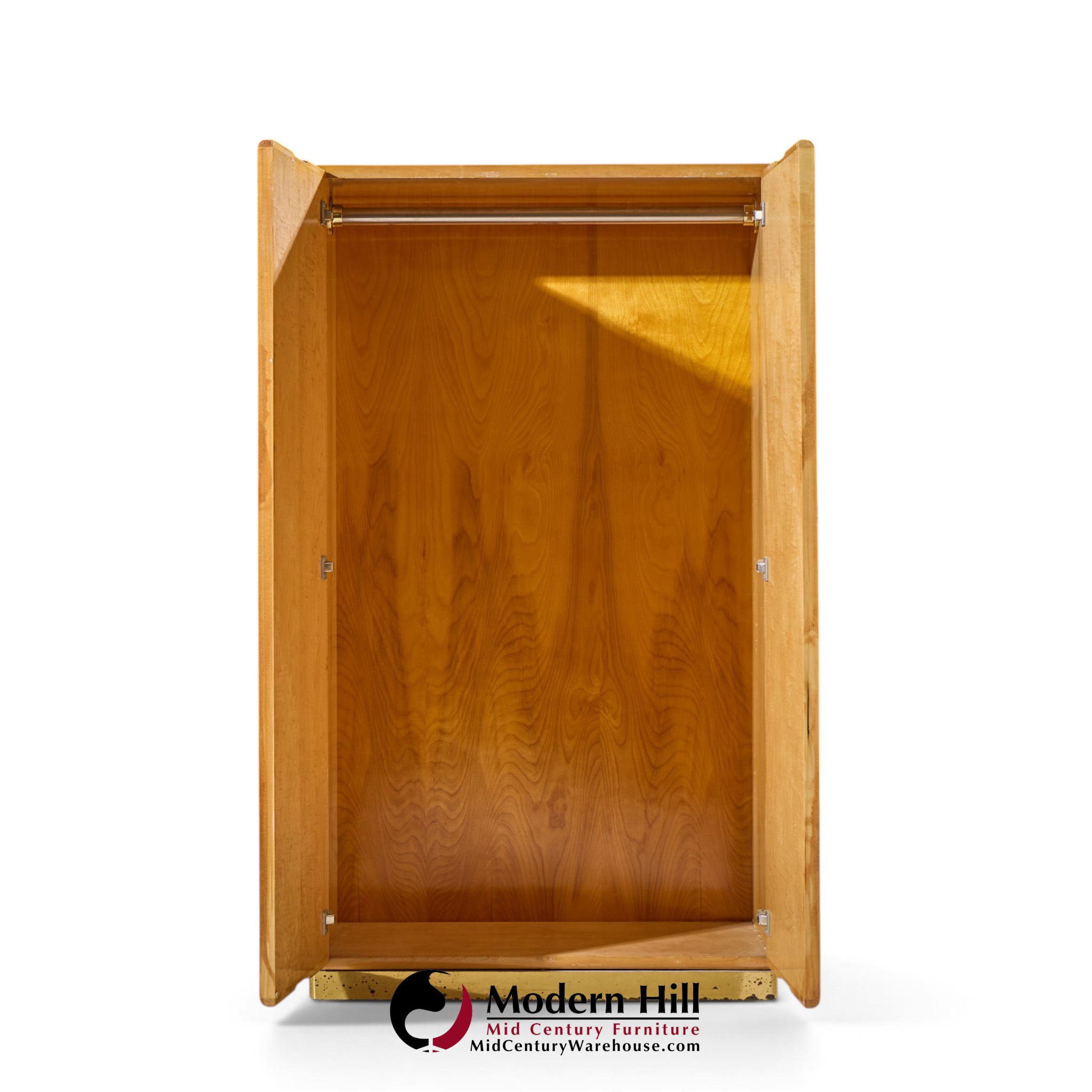 milo baughman for thayer coggin mid century birdseye maple and brass armoire dresser