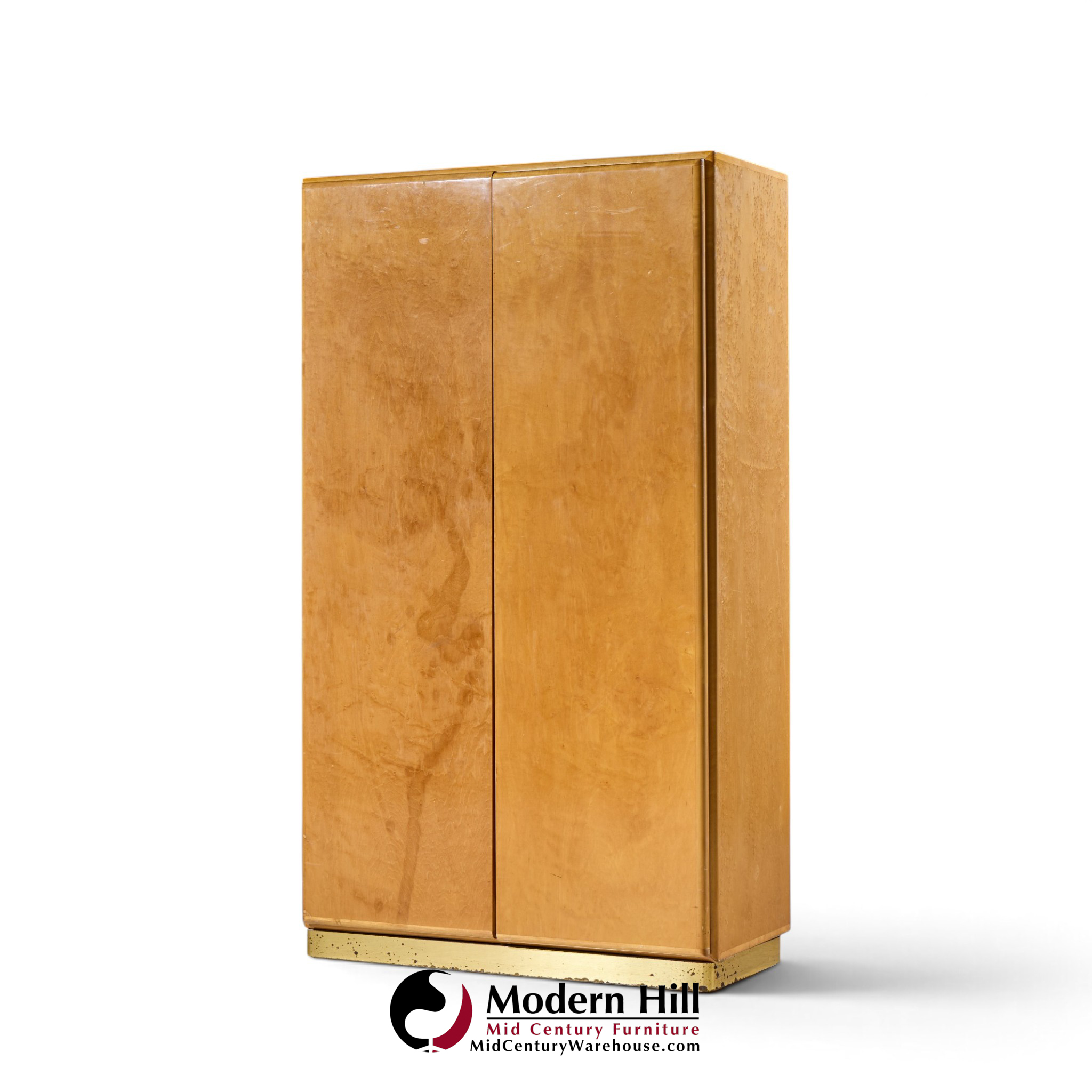 milo baughman for thayer coggin mid century birdseye maple and brass armoire dresser