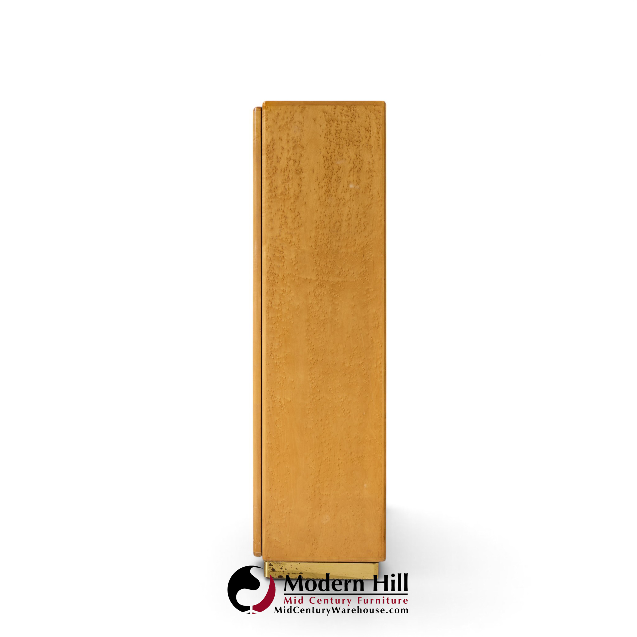 milo baughman for thayer coggin mid century birdseye maple and brass armoire dresser