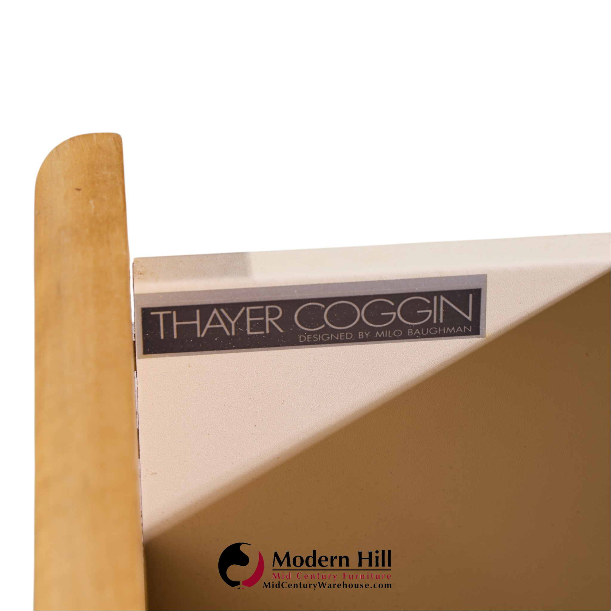 milo baughman for thayer coggin mid century birdseye maple and brass chest of drawers dresser