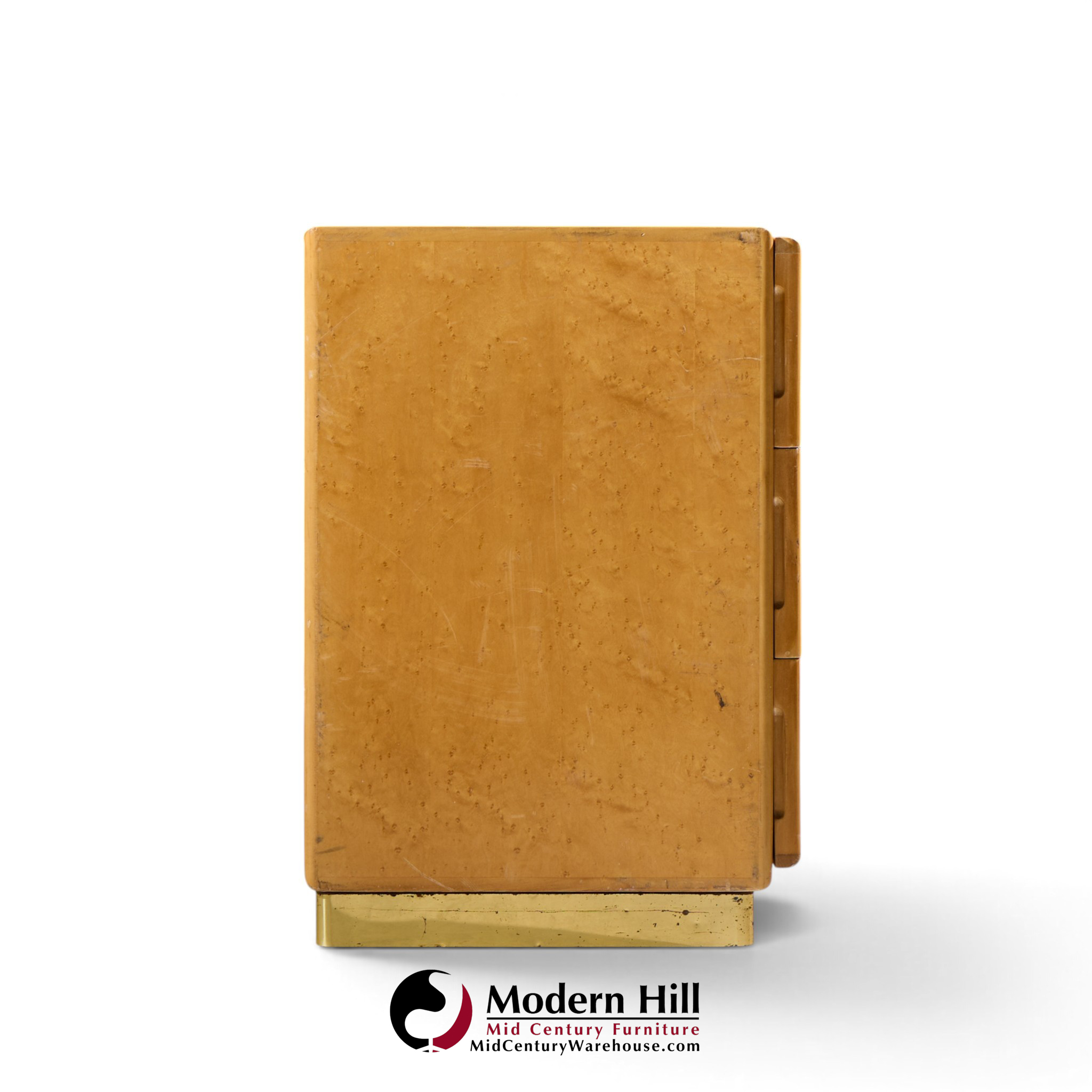milo baughman for thayer coggin mid century birdseye maple and brass chest of drawers dresser