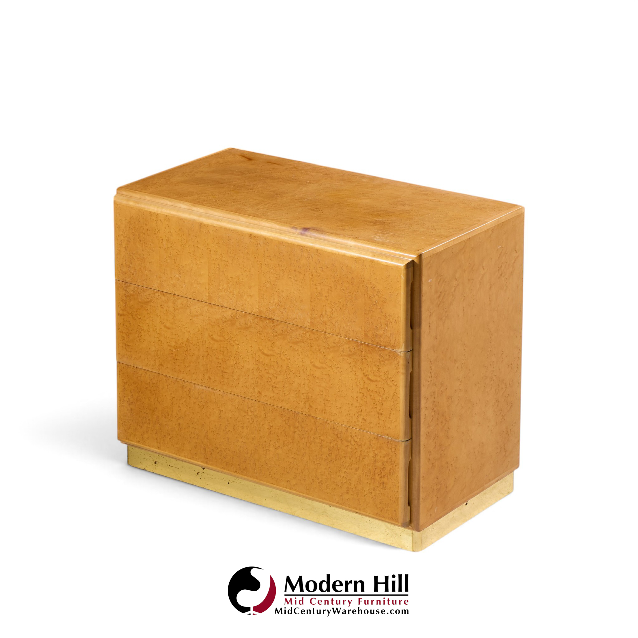 milo baughman for thayer coggin mid century birdseye maple and brass chest of drawers dresser