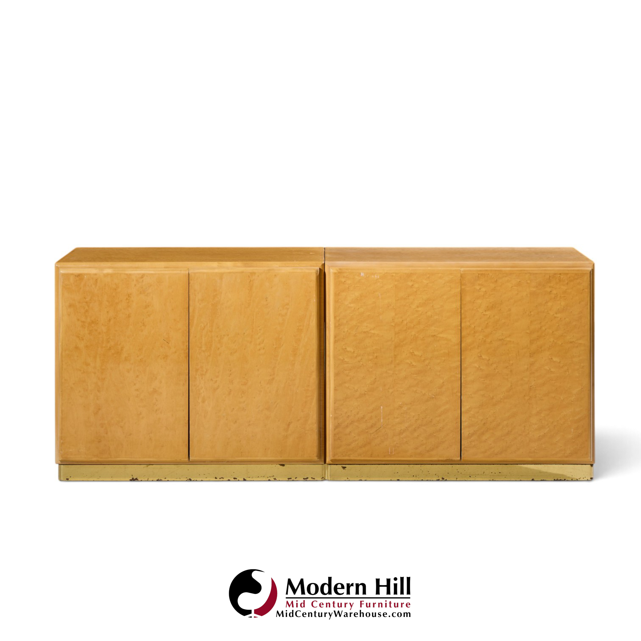 milo baughman for thayer coggin mid century birdseye maple and brass credenza