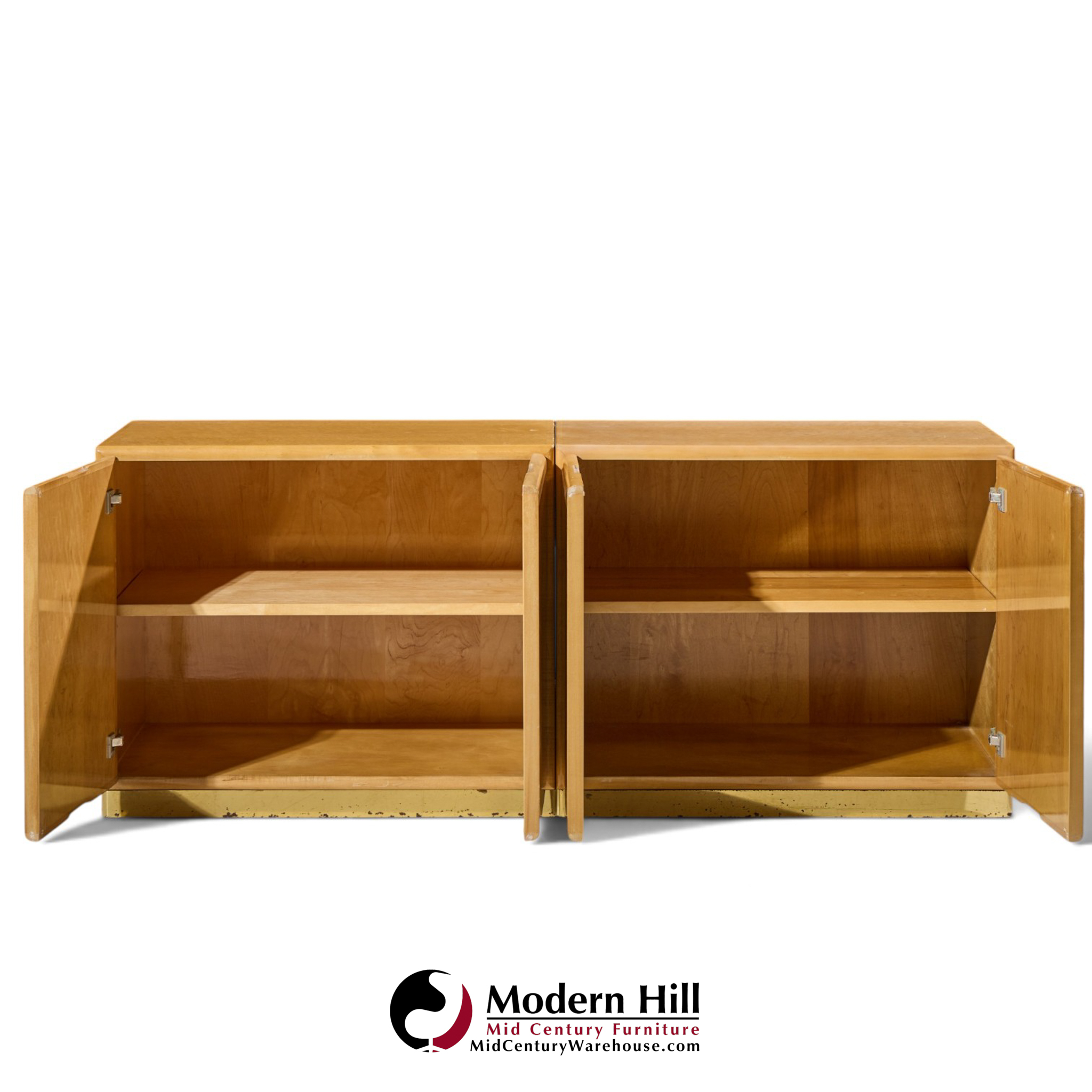 milo baughman for thayer coggin mid century birdseye maple and brass credenza