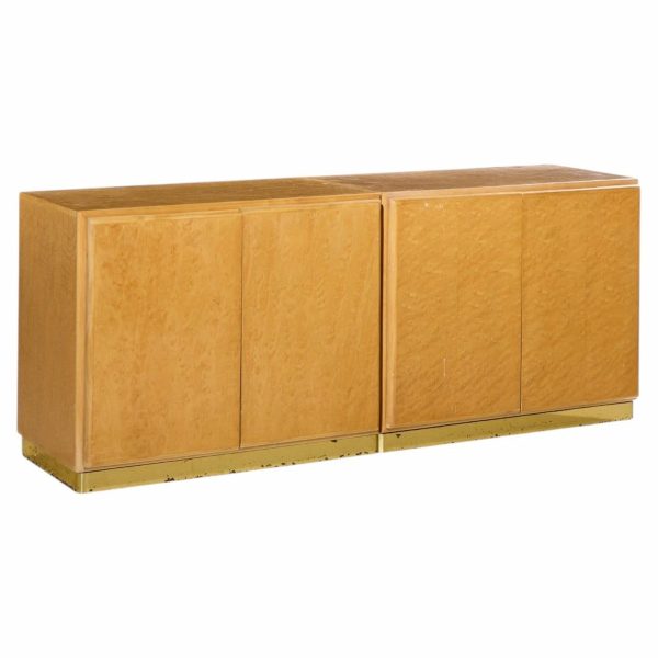 milo baughman for thayer coggin mid century birdseye maple and brass credenza