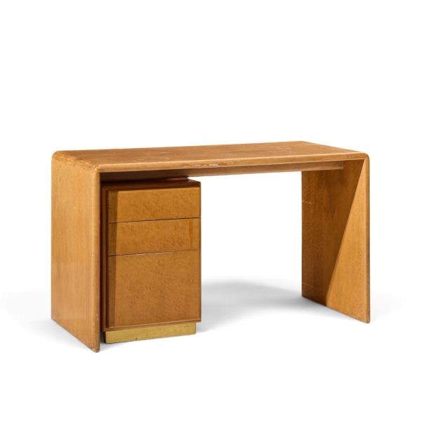 milo baughman for thayer coggin mid century birdseye maple and brass desk