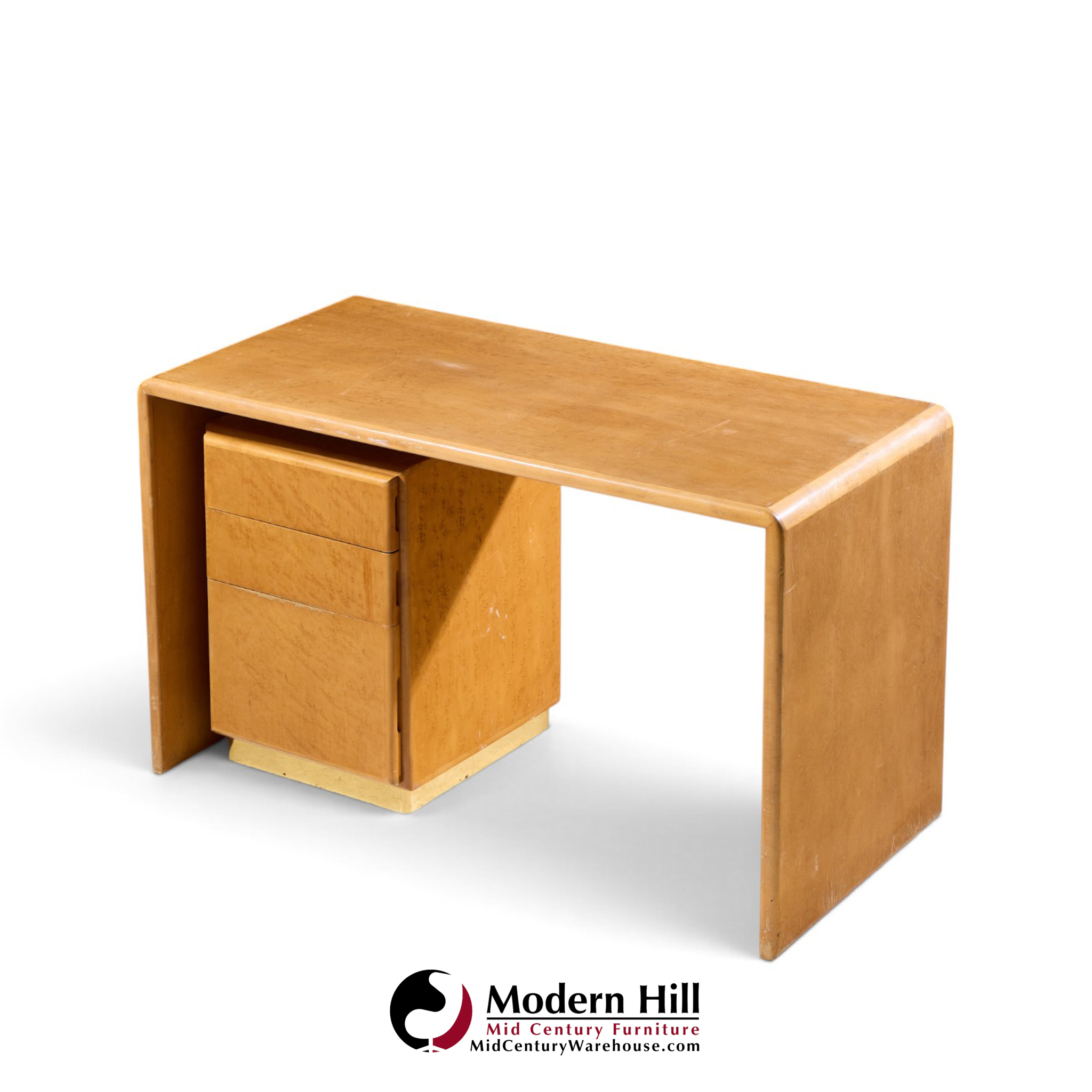 milo baughman for thayer coggin mid century birdseye maple and brass desk