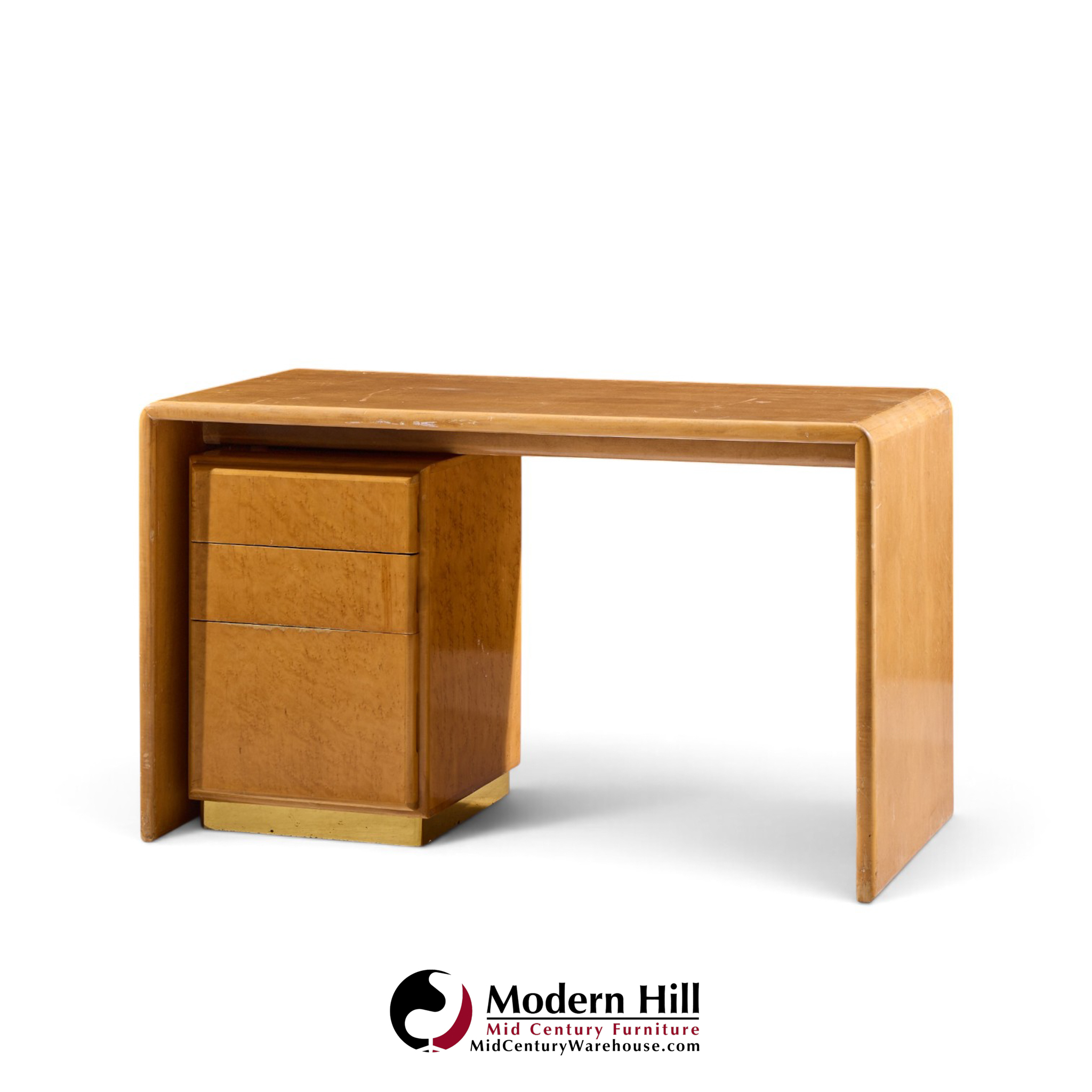 milo baughman for thayer coggin mid century birdseye maple and brass desk