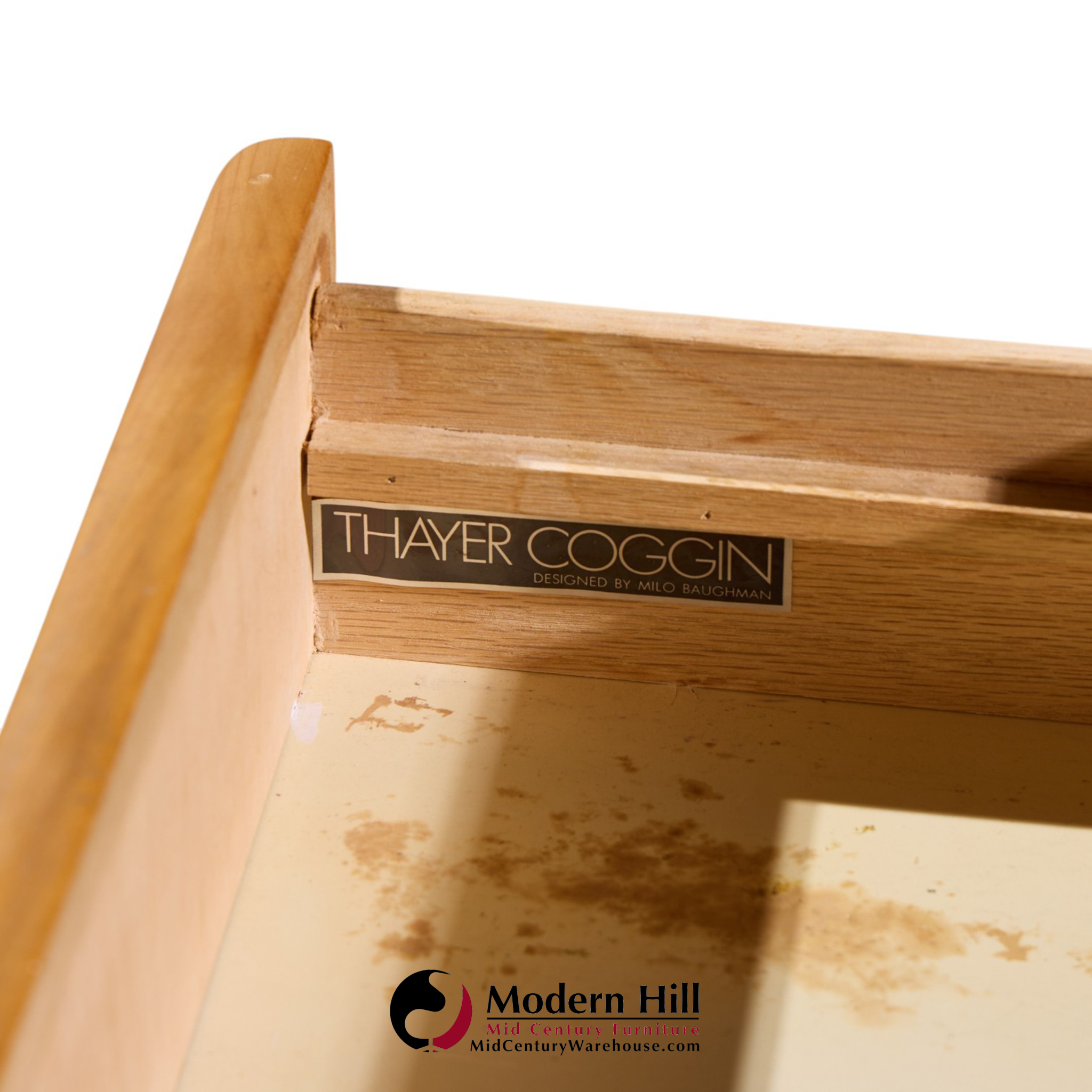 milo baughman for thayer coggin mid century birdseye maple and brass desk