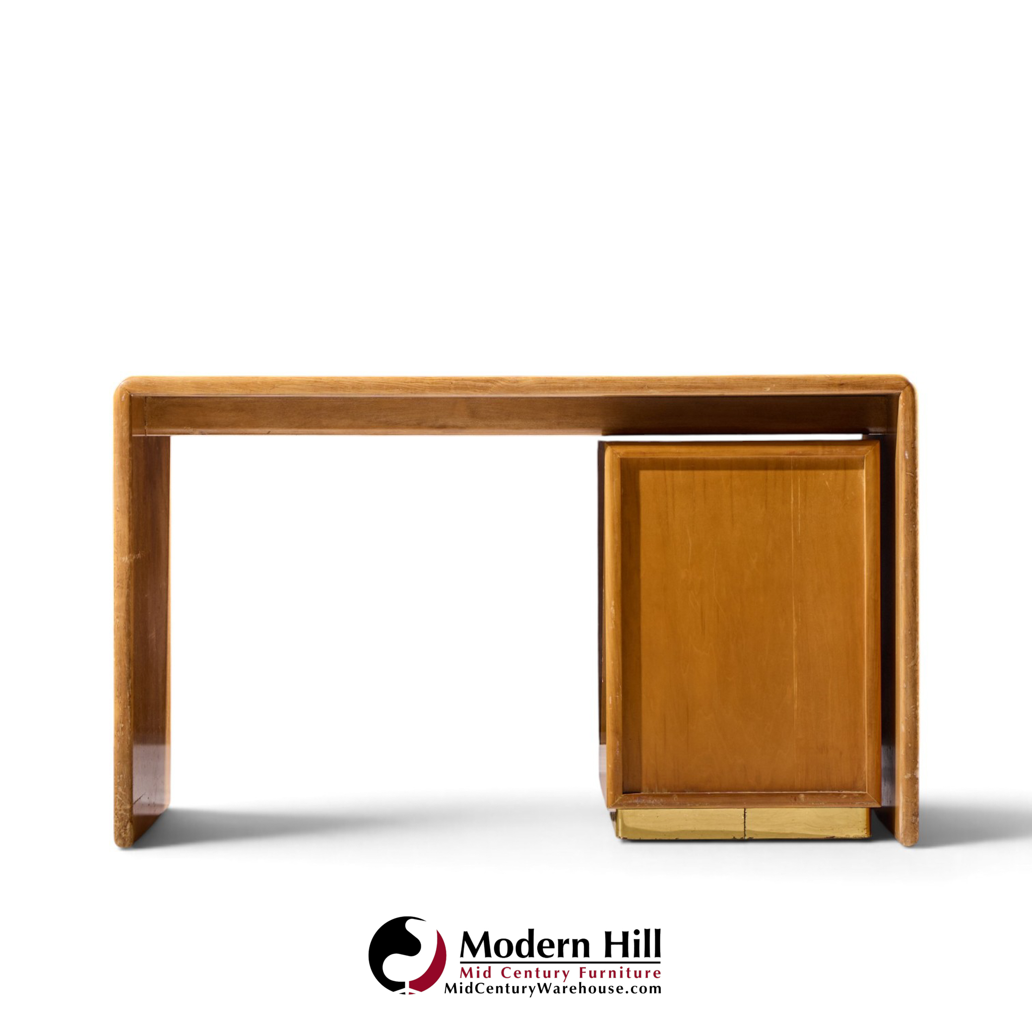 milo baughman for thayer coggin mid century birdseye maple and brass desk