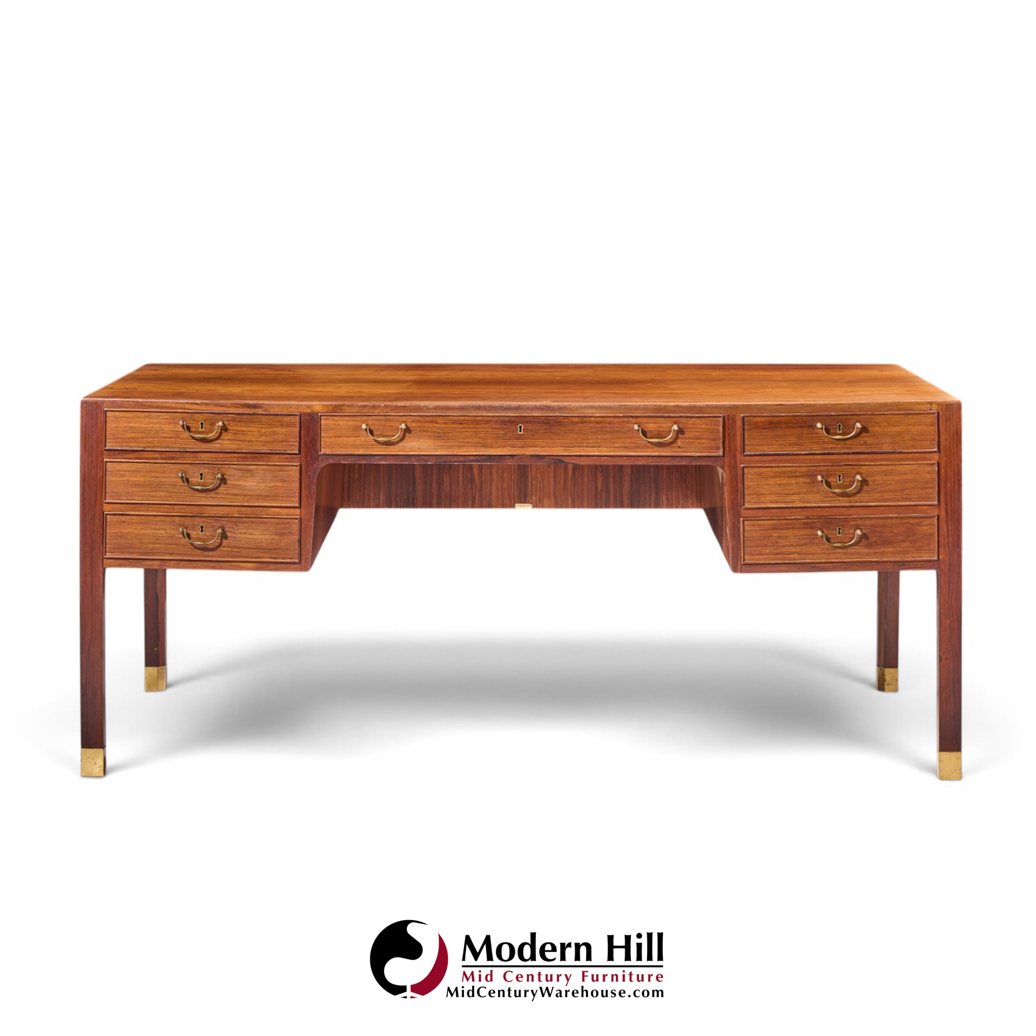 ole wanscher for aj iversen mid century danish rosewood and brass desk