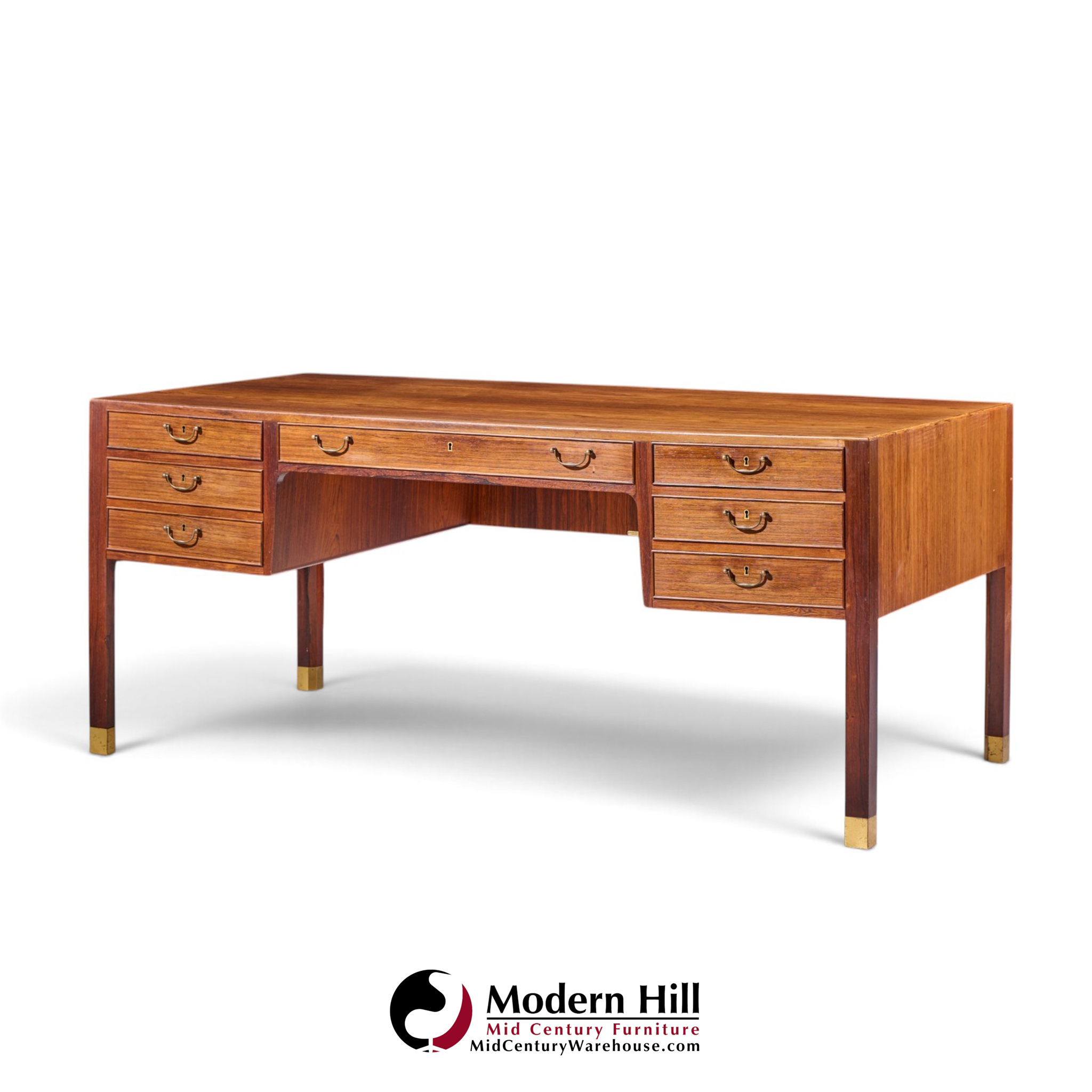 ole wanscher for aj iversen mid century danish rosewood and brass desk