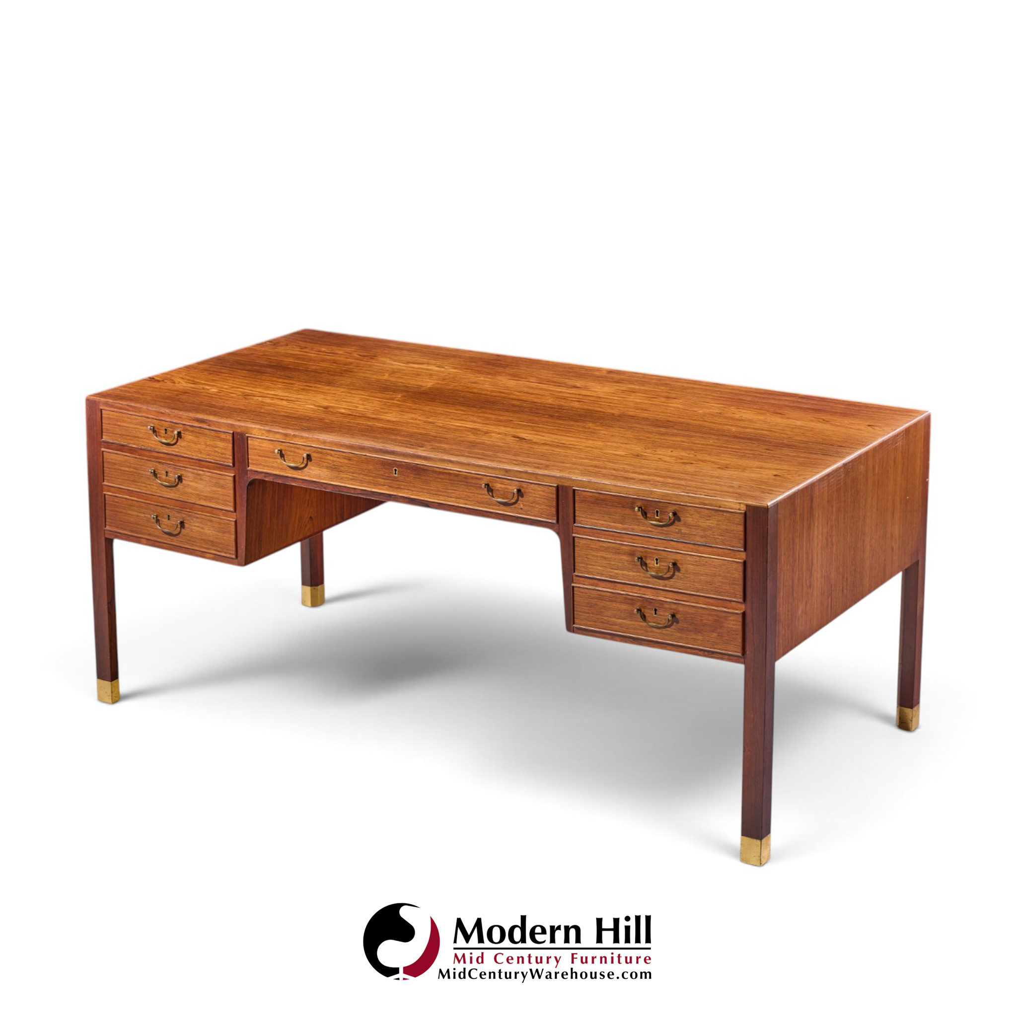 ole wanscher for aj iversen mid century danish rosewood and brass desk