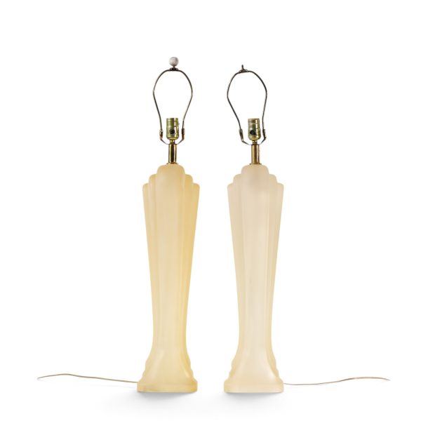 paolo gucci mid century frosted resin table lamps - pair
