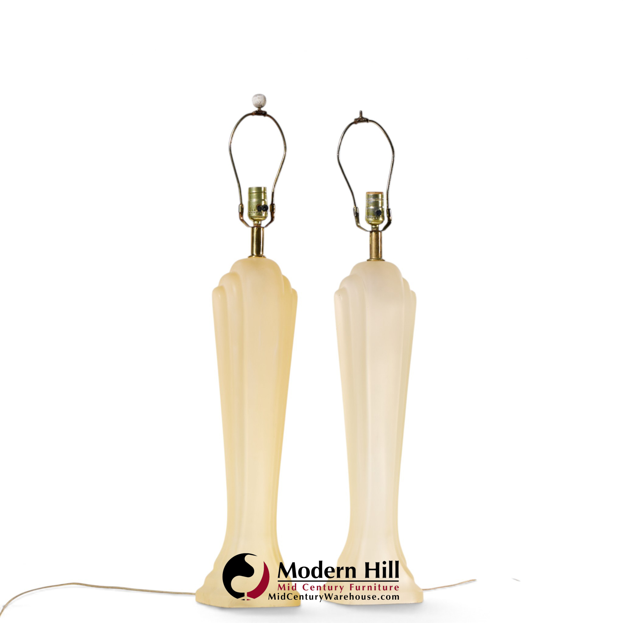 paolo gucci mid century frosted resin table lamps - pair