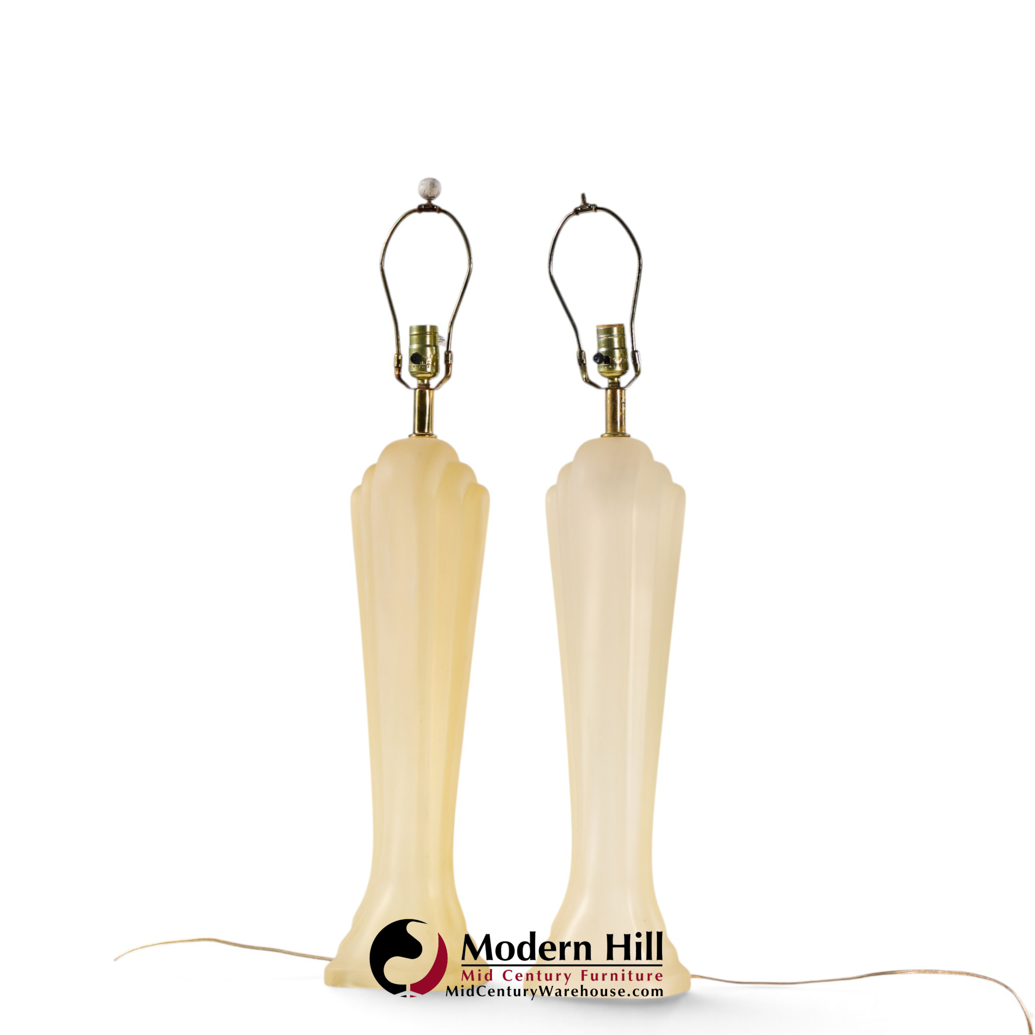 paolo gucci mid century frosted resin table lamps - pair