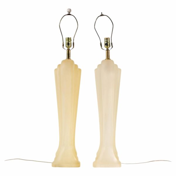 paolo gucci mid century frosted resin table lamps - pair