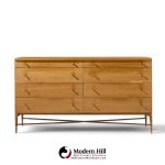 paul mccobb for calvin mid century mahogany and brass x base lowboy dresser