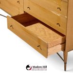 paul mccobb for calvin mid century mahogany and brass x base lowboy dresser