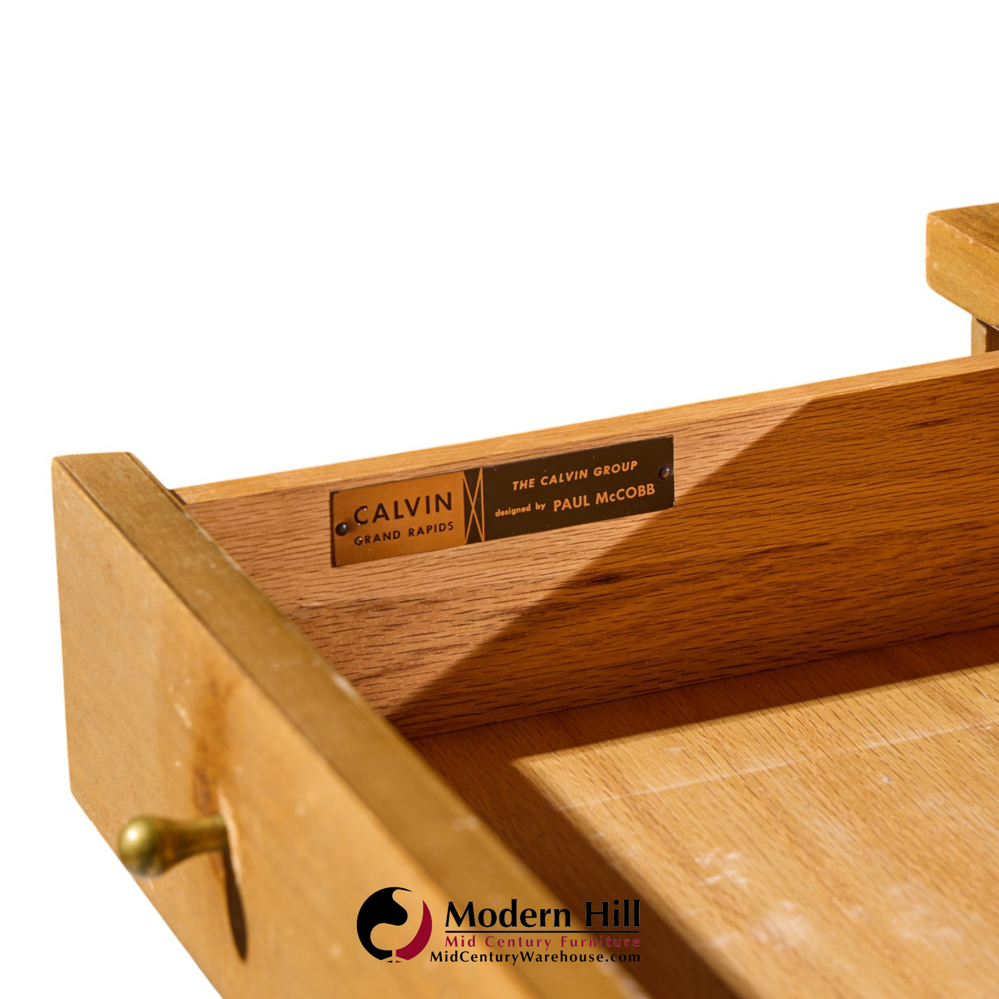 paul mccobb for calvin mid century mahogany and brass x base lowboy dresser