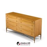 paul mccobb for calvin mid century mahogany and brass x base lowboy dresser