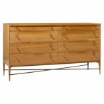 paul mccobb for calvin mid century mahogany and brass x base lowboy dresser