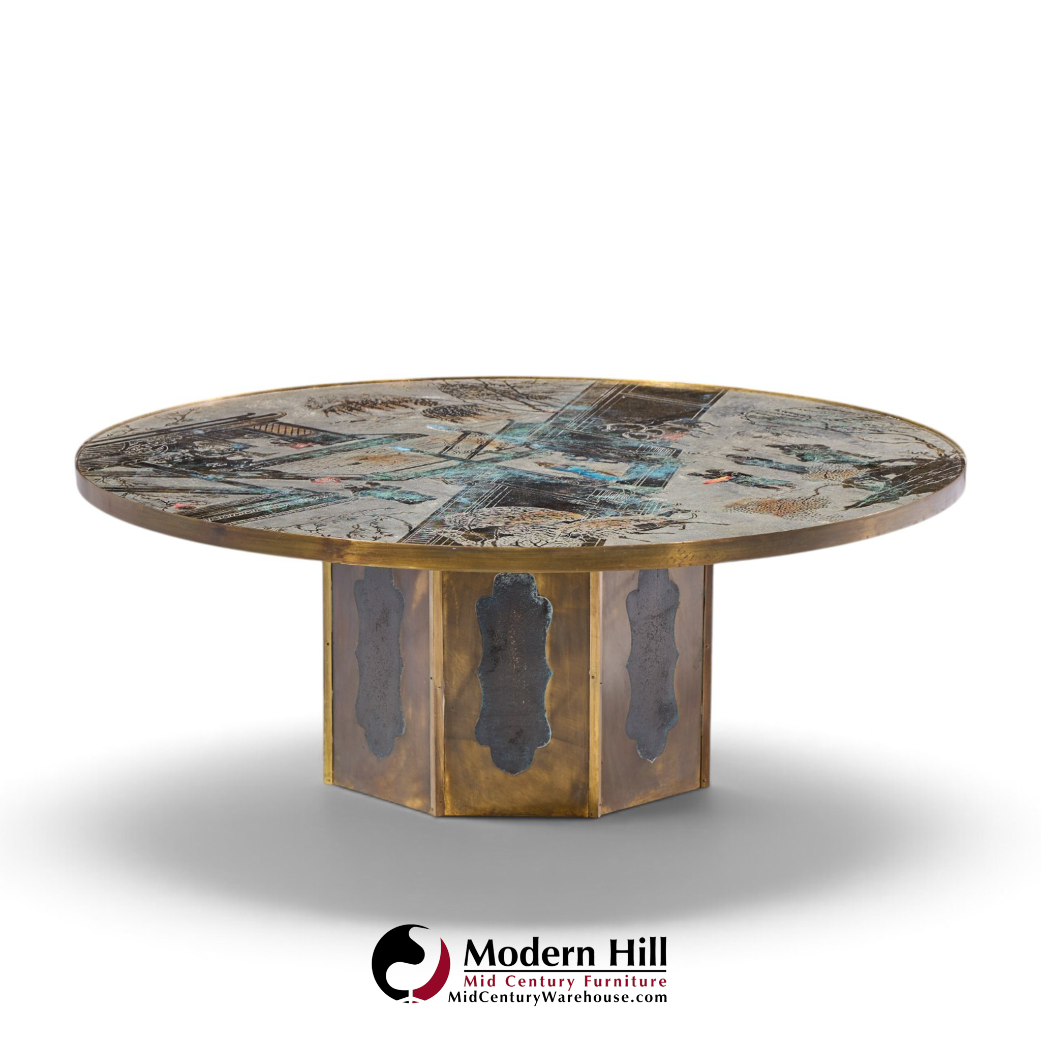 philip and kelvin laverne mid century chan bronze coffee table