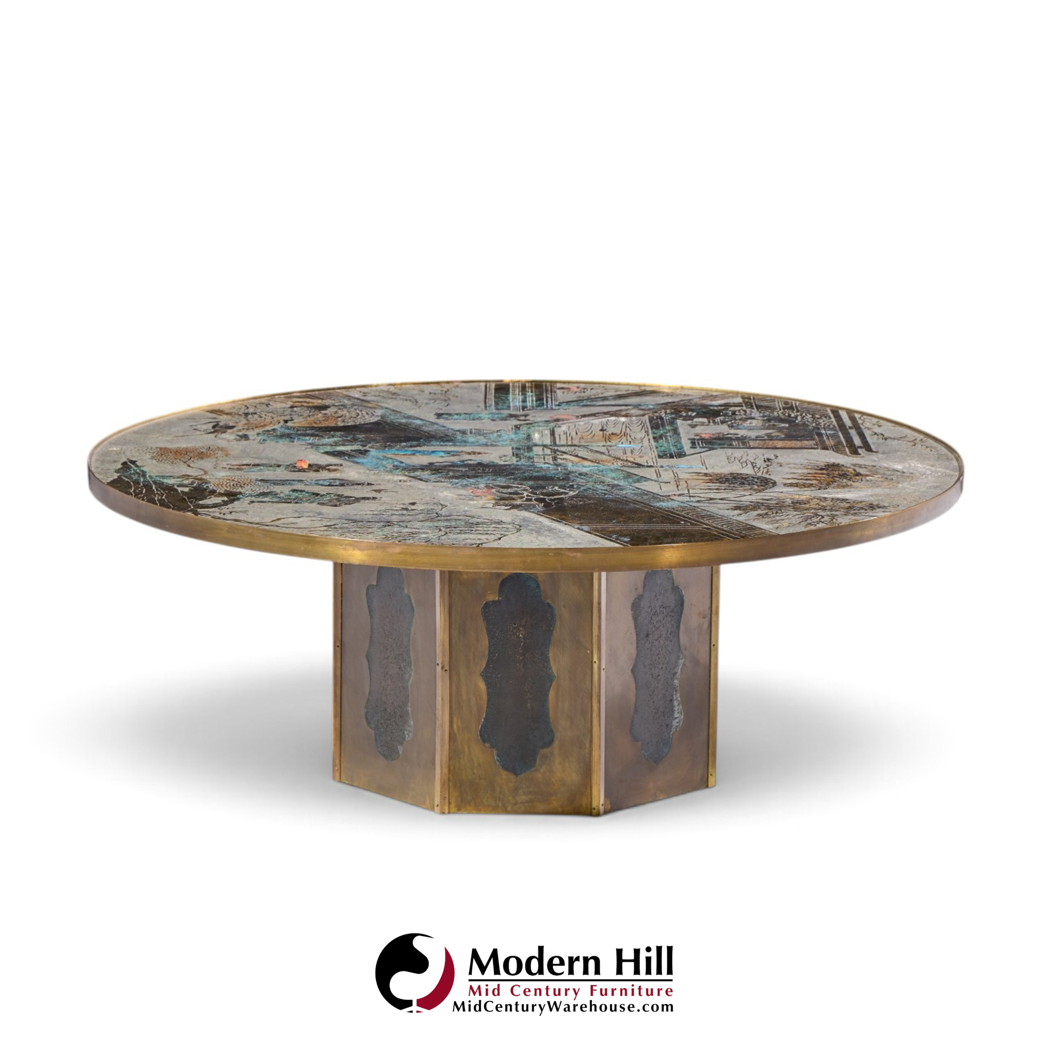 philip and kelvin laverne mid century chan bronze coffee table