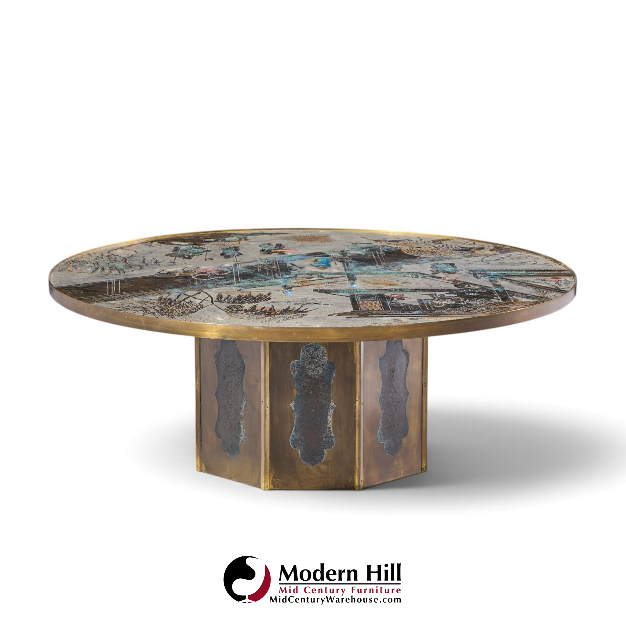 philip and kelvin laverne mid century chan bronze coffee table