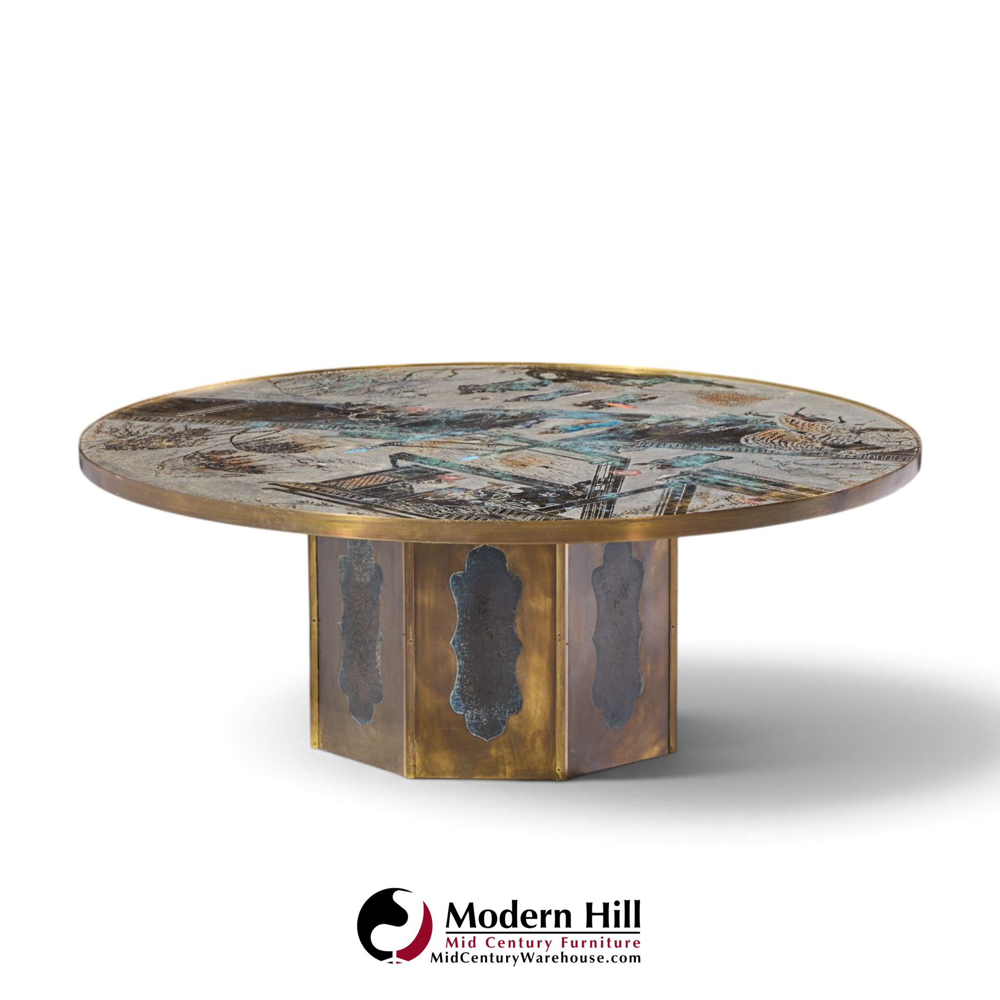 philip and kelvin laverne mid century chan bronze coffee table