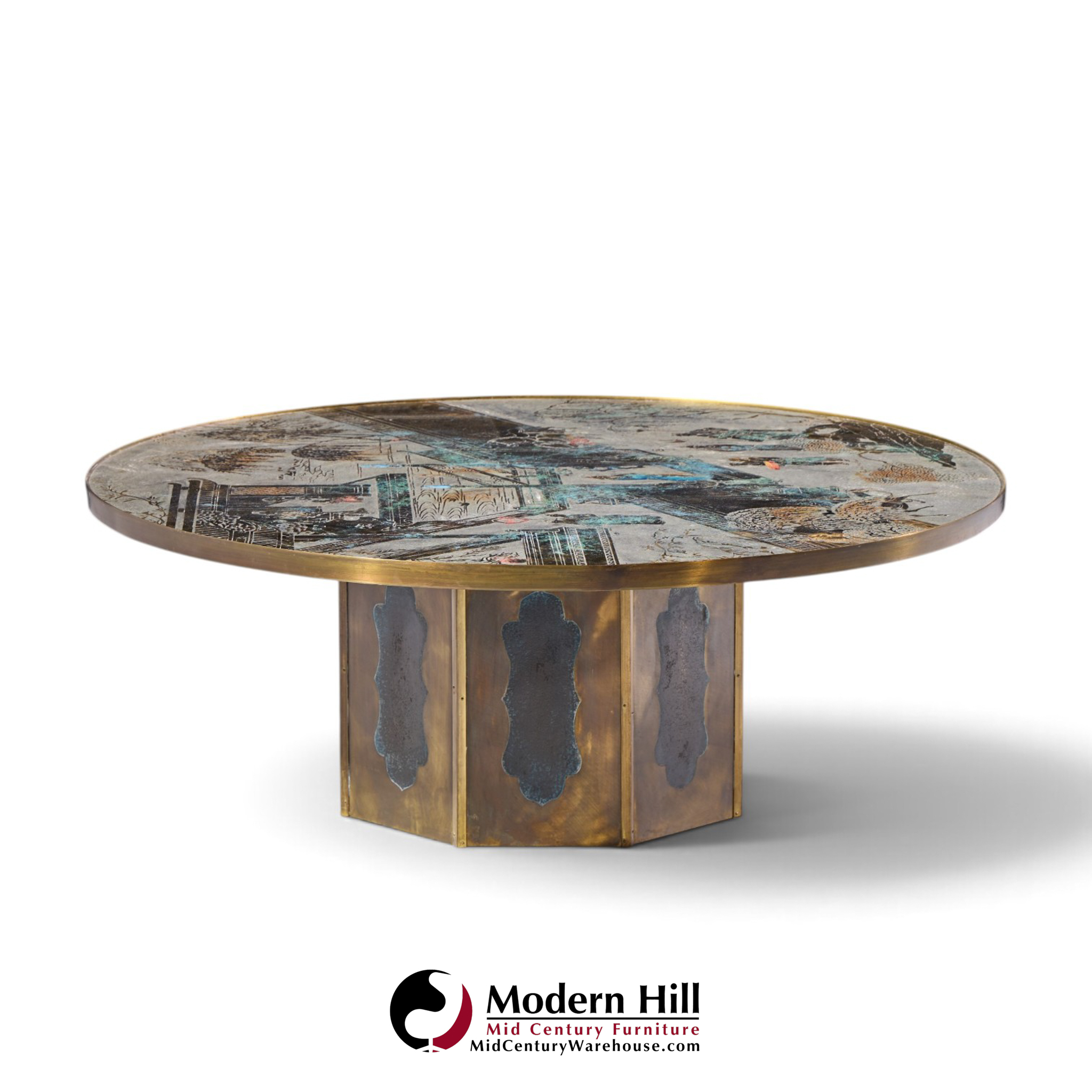 philip and kelvin laverne mid century chan bronze coffee table