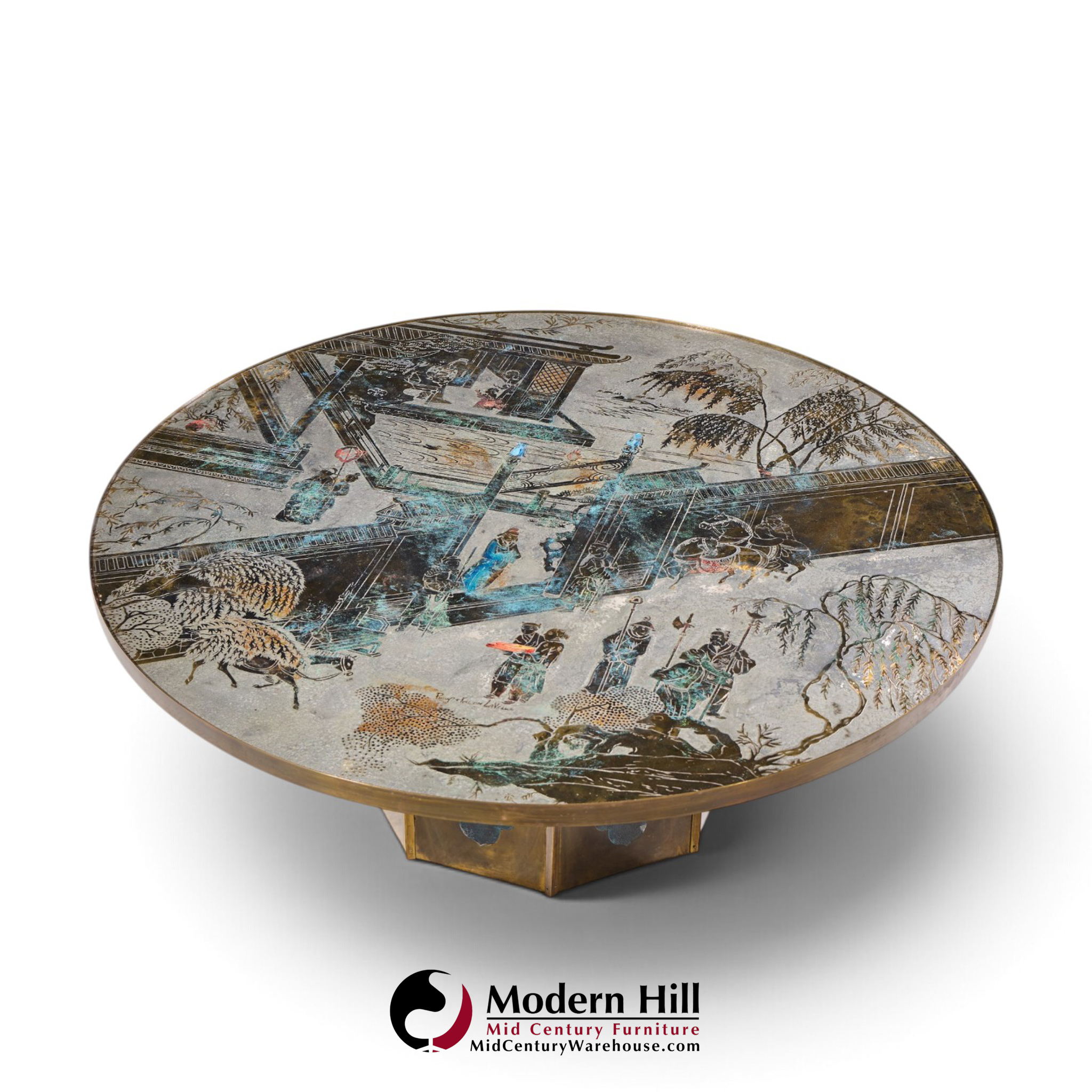 philip and kelvin laverne mid century chan bronze coffee table