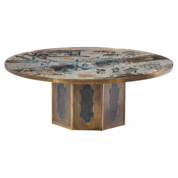 philip and kelvin laverne mid century chan bronze coffee table
